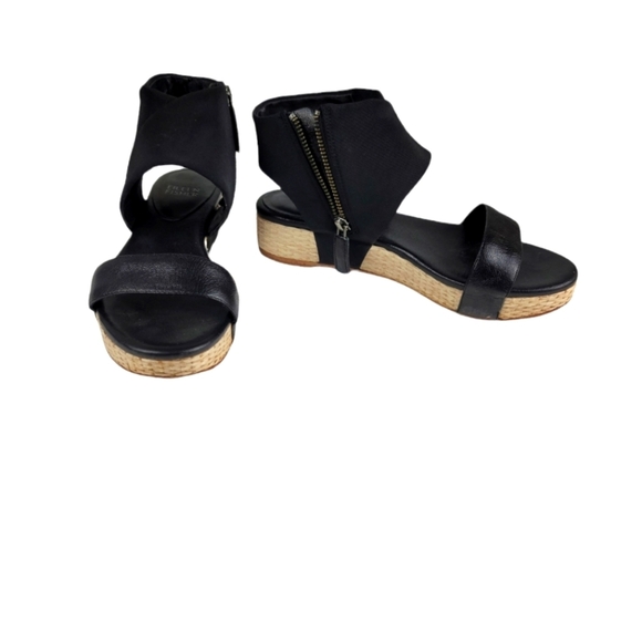 Eileen Fisher‎ Black Side Zippered Espadrille Sandals - Picture 3 of 10